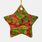 Camouflage Gold Xmas Muster Keramik Ornament (Hinten)