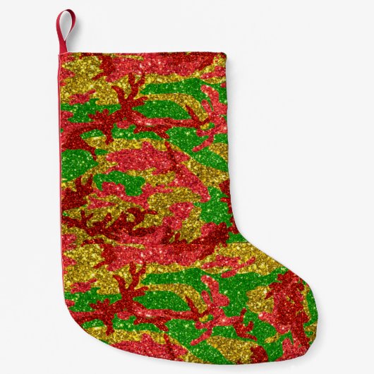 Camouflage Gold Xmas Muster Kleiner Weihnachtsstrumpf (Vorderseite)