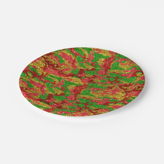 Camouflage Gold Xmas Muster Pappteller (Schrägansicht)