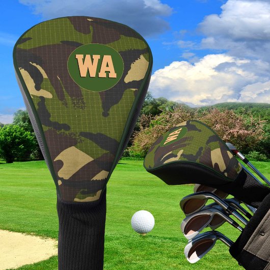 Camouflage Golf Cover, Jäger mit Monogramm, Armee Golf Headcover