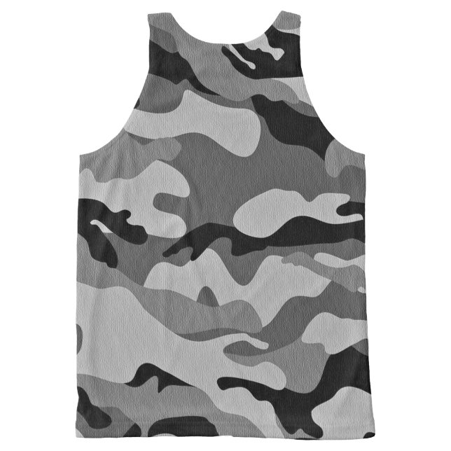Camouflage grau komplett bedrucktes tanktop (Rückseite)