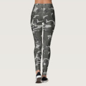 Camouflage Grau und Schwarz - benutzerdefinierte L Leggings (Rückseite)
