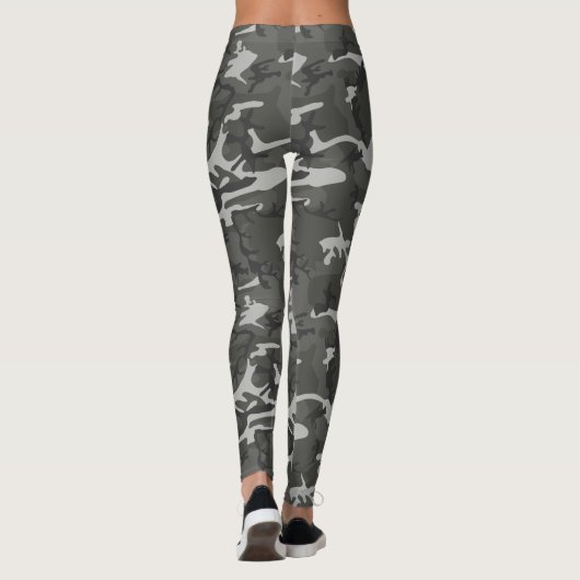 Camouflage Grau und Schwarz - benutzerdefinierte L Leggings (Rückseite)