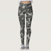 Camouflage Grau und Schwarz - benutzerdefinierte L Leggings (Vorderseite)