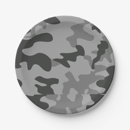 Camouflage Graues Zubehör Pappteller (Vorderseite)