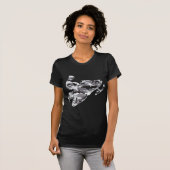 Camouflage Gray Sled auf Schwarz T-Shirt (Vorne ganz)