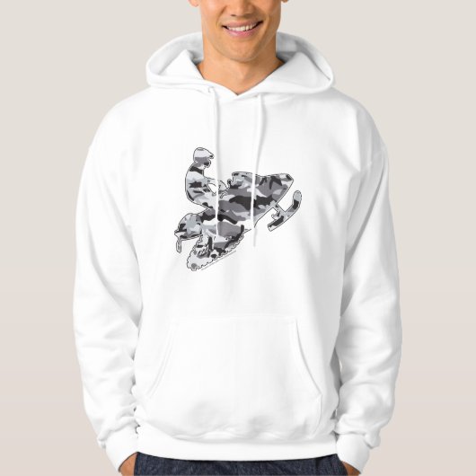 Camouflage Gray Snowmobile Hoodie (Vorderseite)