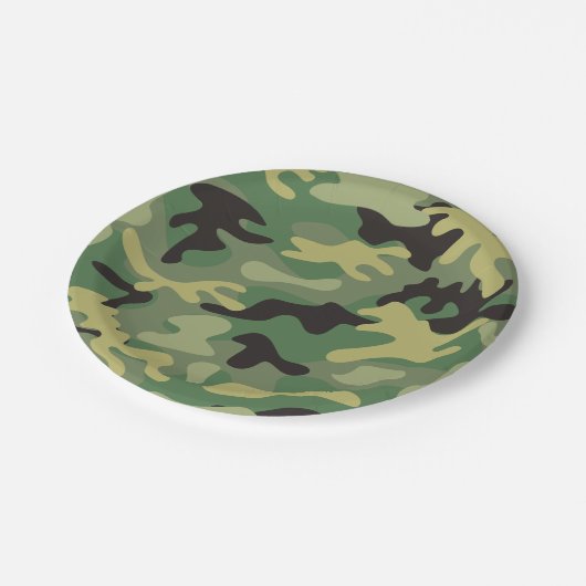 Camouflage Green | Army Birthday Pappteller (Schrägansicht)