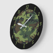 Camouflage Green Black Militär Thema große Uhr (Winkel)