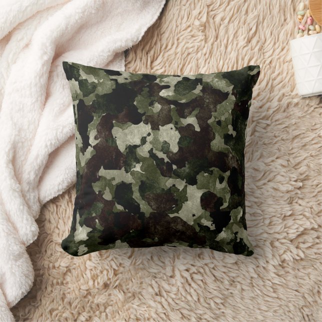 Camouflage Green Brown Throw Kissen (Decke)