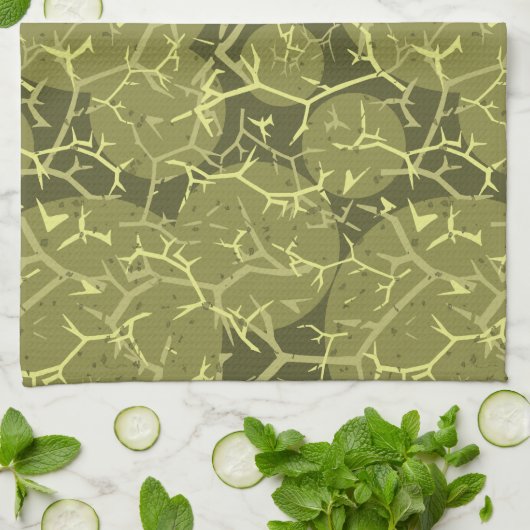 Camouflage Green Cactus Print Geschirrtuch (Gefaltet)