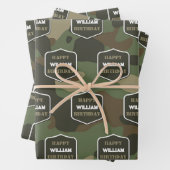 Camouflage Green Camouflage Army Monogram Birthday Geschenkpapier Set (Beispiel)