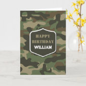 Camouflage Green Camouflage Army Monogram Birthday Karte (Gelbe Blume)