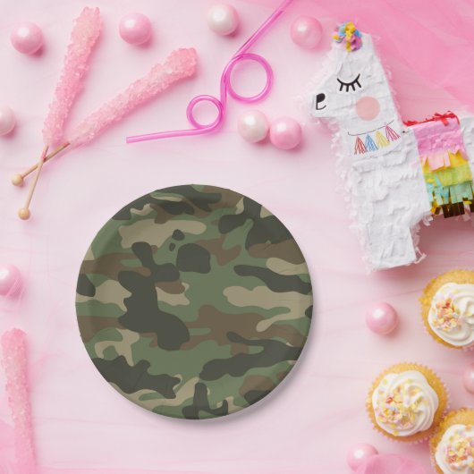 Camouflage Green Camouflage Army Pattern Pappteller (Party)