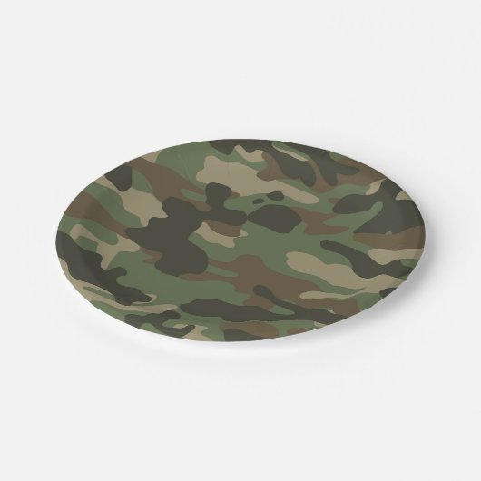 Camouflage Green Camouflage Army Pattern Pappteller (Schrägansicht)
