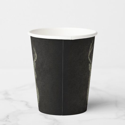 Camouflage Grüne beängstigende Hirsche Silhouette Pappbecher (Rechts)