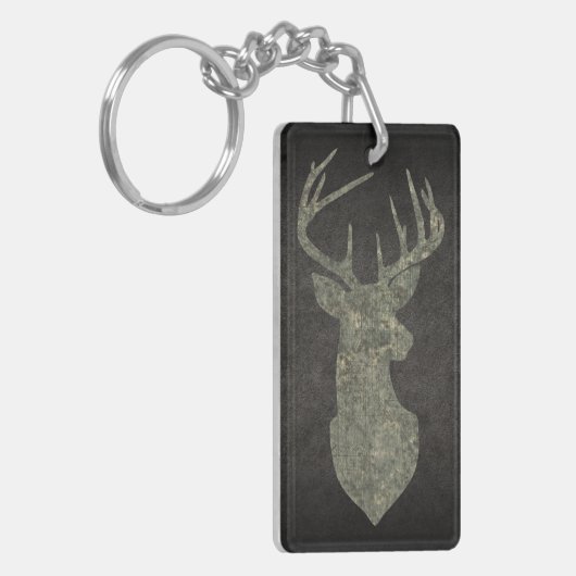 Camouflage Grüne beängstigende Hirsche Silhouette Schlüsselanhänger (Vorderseite links)
