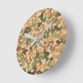 Camouflage - grünes Orangenbraun Runde Wanduhr (Winkel)