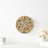 Camouflage - grünes Orangenbraun Runde Wanduhr (Zuhause)