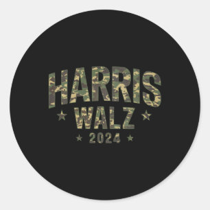 Camouflage Harris Walz 2024 Wahl Tim Walz Kamala C Runder Aufkleber