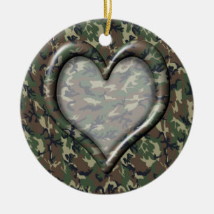 Camouflage Heart Keramik Ornament