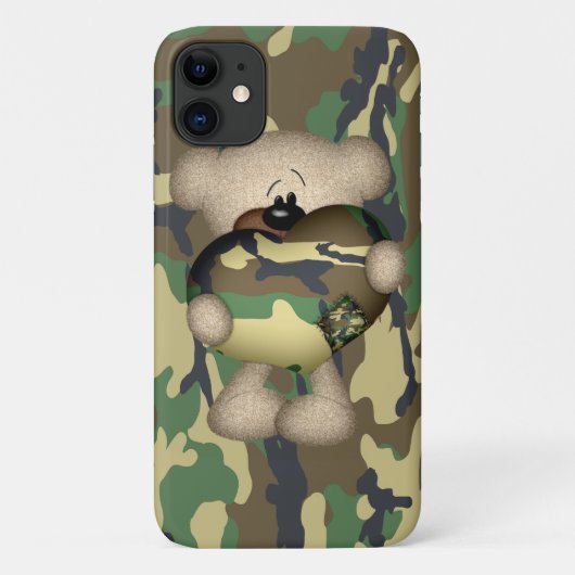 Camouflage Heart Military Teddy Bär Case-Mate iPhone Hülle (Rückseite)