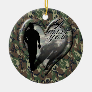 Camouflage Heart - Vermisste Frau (w/Text) Keramik Ornament