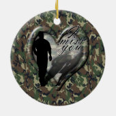 Camouflage Heart - Vermisste Frau (w/Text) Keramik Ornament (Hinten)