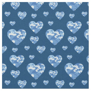 Camouflage Hearts Blue Boys Country Camouflage Stoff