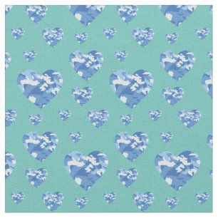 Camouflage Hearts Blue Boys Country Camouflage Stoff