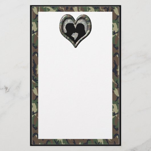Camouflage Herz mit Kissing Couple Briefpapier (Vorderseite)
