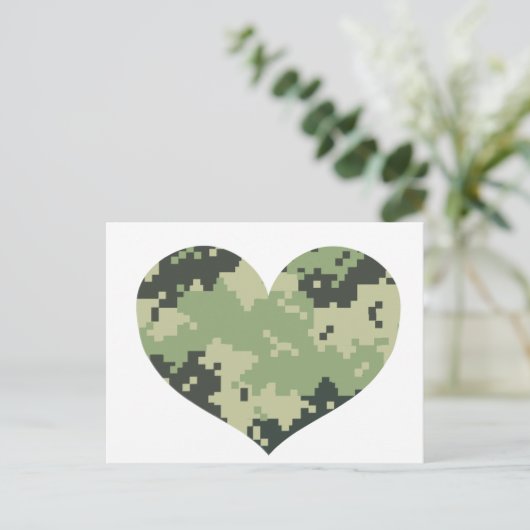 Camouflage Herz Postkarte (Stehend Vorderseite)