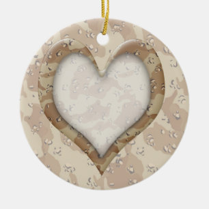 Camouflage Herz - Wüste Keramik Ornament