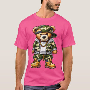 Camouflage Hip Hop Teddy Bear Camouflage Gangsta S T-Shirt