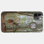 Camouflage Hirsch im Nebel mit Monogramm auf braun Case-Mate iPhone Hülle (Rückseite (Horizontal))
