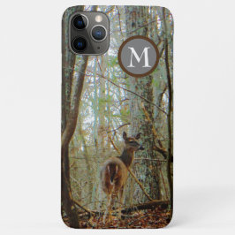 Camouflage Hirsch im Nebel mit Monogramm auf braun Case-Mate iPhone Hülle