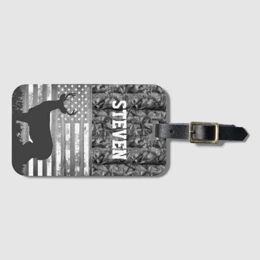 Camouflage Hirsche Jagd Männer Sport Buck Amerika Gepäckanhänger (Vorderseite (Horizontal))