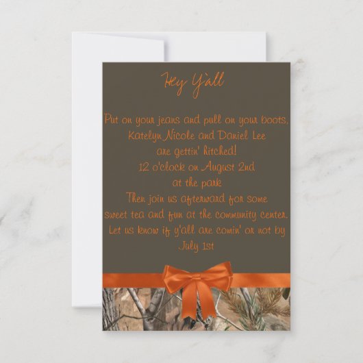 Camouflage Hochzeitseinladung Einladung (Vorderseite)