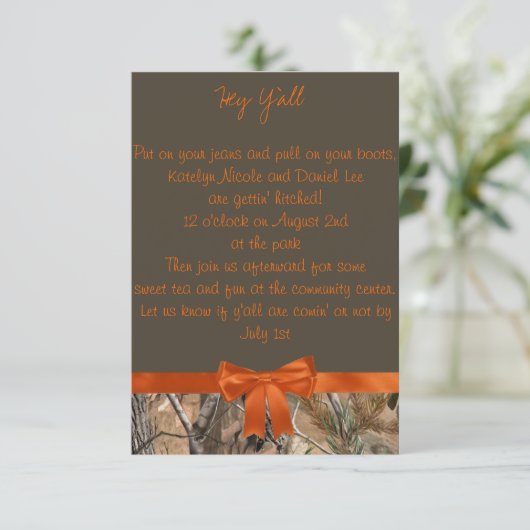 Camouflage Hochzeitseinladung Einladung (Stehend Vorderseite)