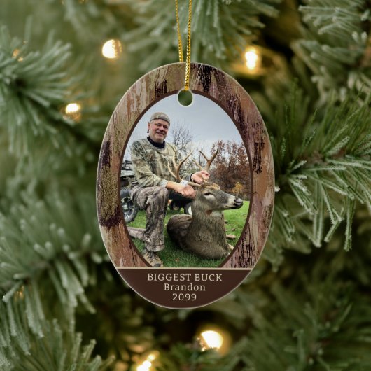 Camouflage Hunting 2 Photos Personalized Keramik Ornament (Baum)