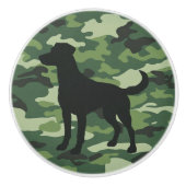 Camouflage Hunting Dog Silhouette Keramikknauf (Vorderseite)