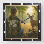 Camouflage Huntress Forest Quadratische Wanduhr (Vorderseite)
