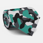 Camouflage in Aquamarin, grau und schwarz Krawatte (Gerollt)