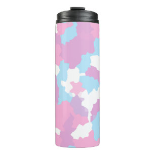 Camouflage in Blauer Rosa und Weiß Pastellfarben A Thermosbecher