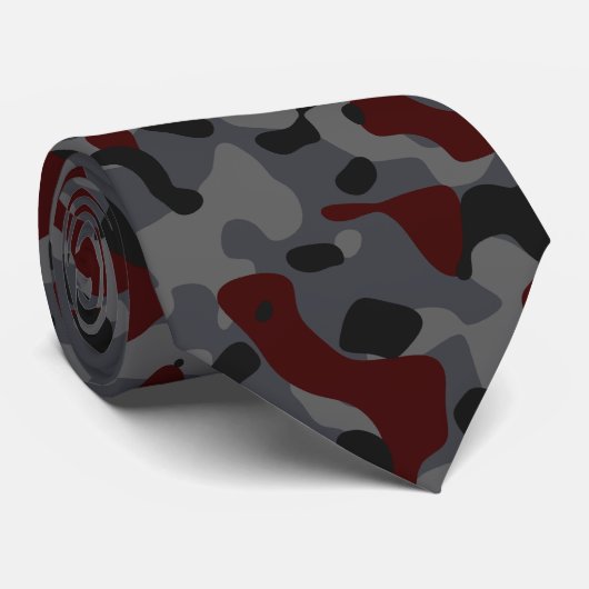 Camouflage in dunkelrot, grau und schwarz krawatte (Gerollt)
