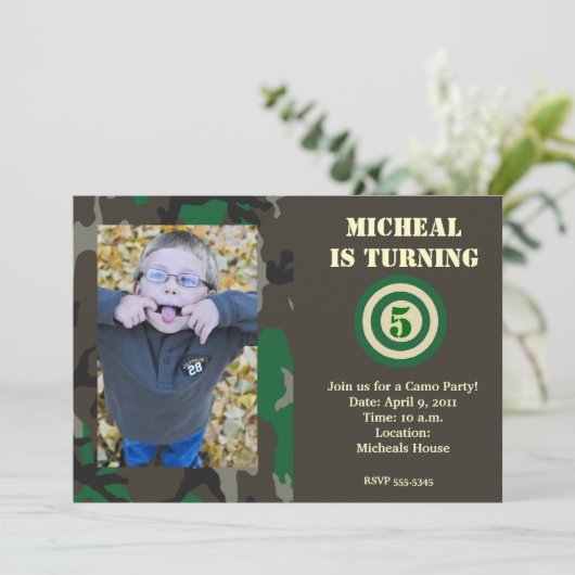 Camouflage Jagd Einladung (Stehend Vorderseite)