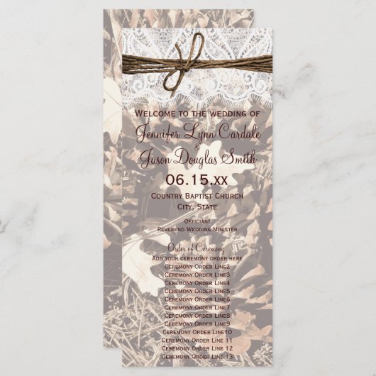 Camouflage Jagd Thema Land Hochzeiten Programme Ve (Vorne/Hinten)