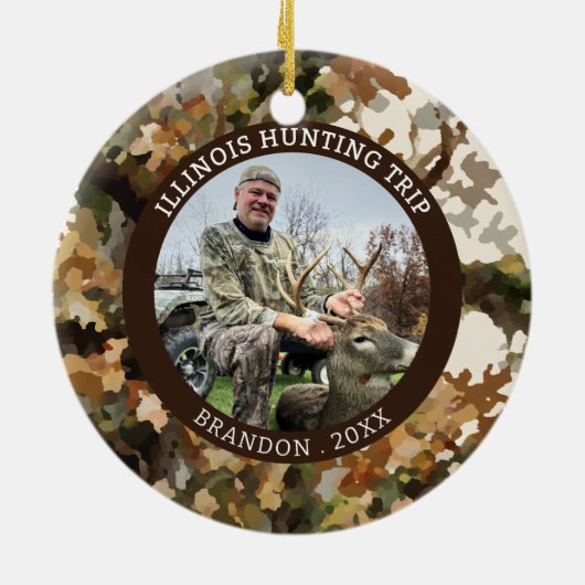 Camouflage Jagen Ein Foto Personalisiert Keramik Ornament (Hinten)