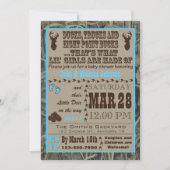 Camouflage Jagen Kinderdusche Einladung Mädchen (Vorderseite)