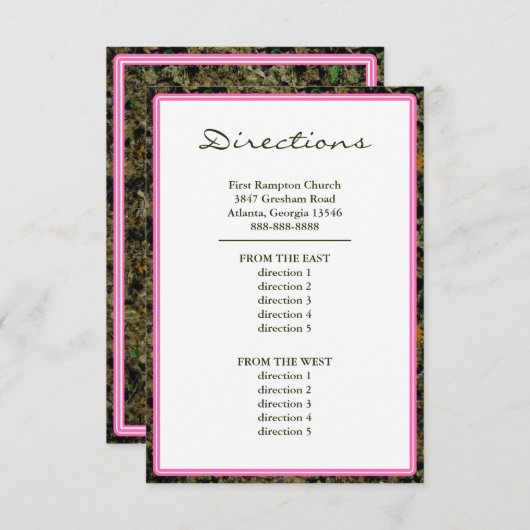 Camouflage Jagen Rosa Gewohnte Hochzeitrichtung Begleitkarte (Vorne/Hinten)